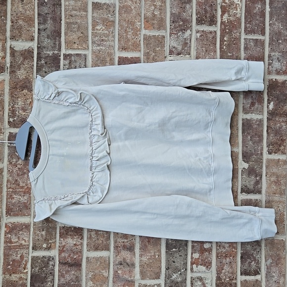 CLARE VRuffle Cotton Sweater In White Size Small - Picture 4 of 6